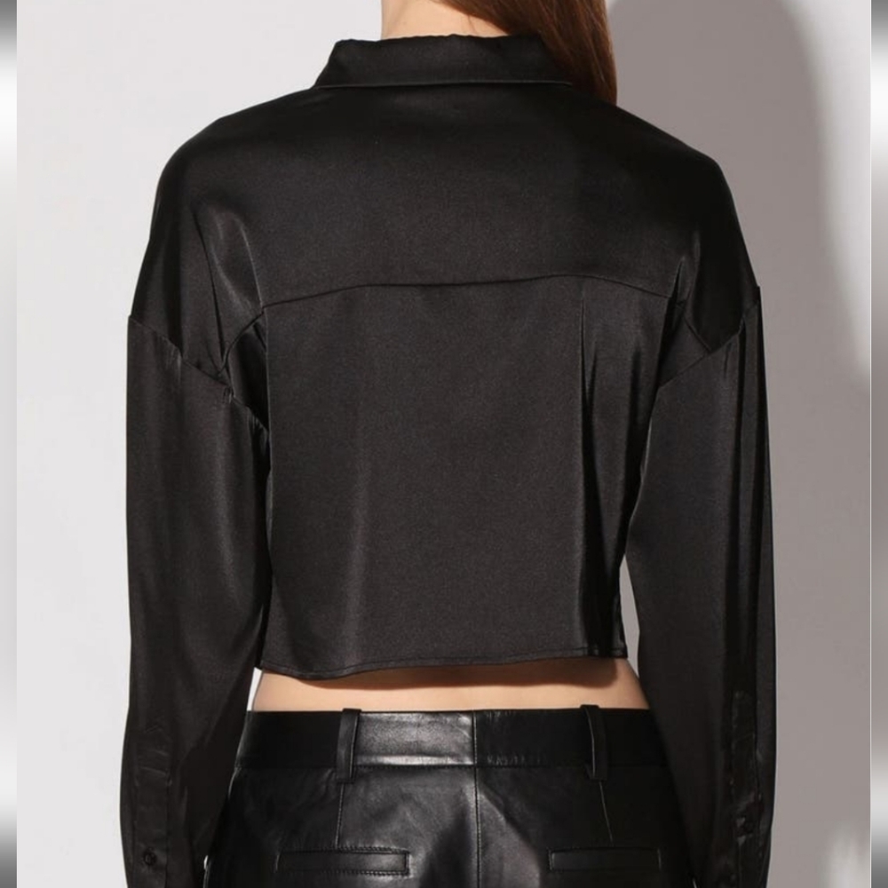 NEW WALTER BAKER | $158 Satin Cropped Blouse - Picture 2 of 4